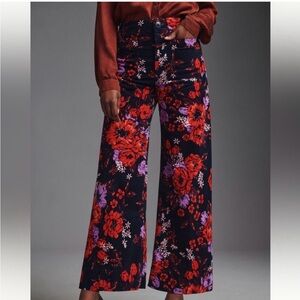 Anthropologie Maeve Colette Velvet Floral Pants - 26